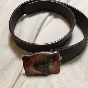 Leather belt with beautiful handmade belt